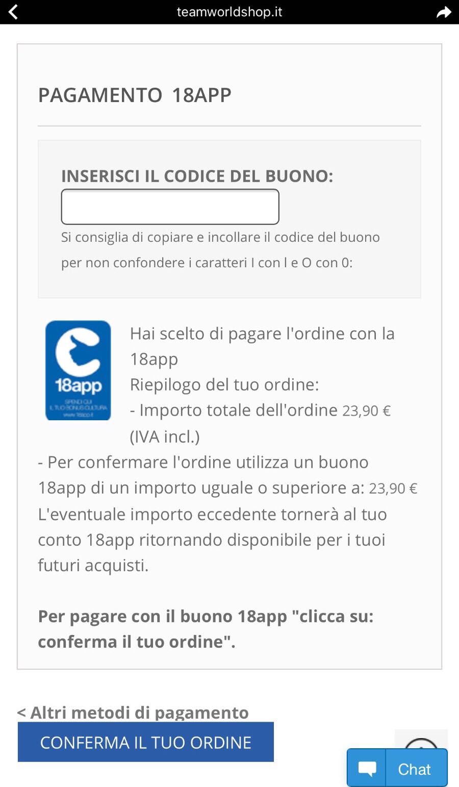Come acquistare su  con 18app